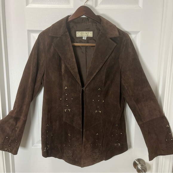 County Clothing Company Vintage Brown Leather Women's Jacket Size Medium Biker - Picture 1 of 14